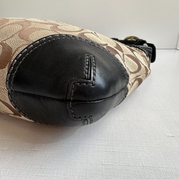 Y2K Coach Bleeker Hobo 11431, Black Tan Signature Canvas Shoulder Bag - Picture 8 of 16